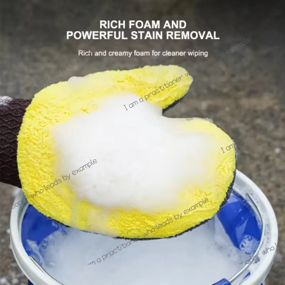 Soft Car Washing Gloves Double-sided Fleece Microfiber Chenille Drying Cloth Car Body Window Tire Cleaning Glove Thicken