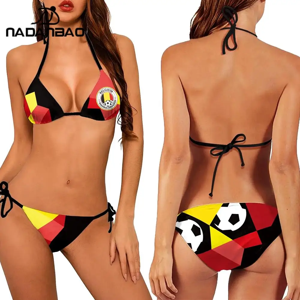 

NADANBAO Newest Sexy Bikinis Female Summer Beach Wear Swimming Suit Football Championship biquini Bathing suit