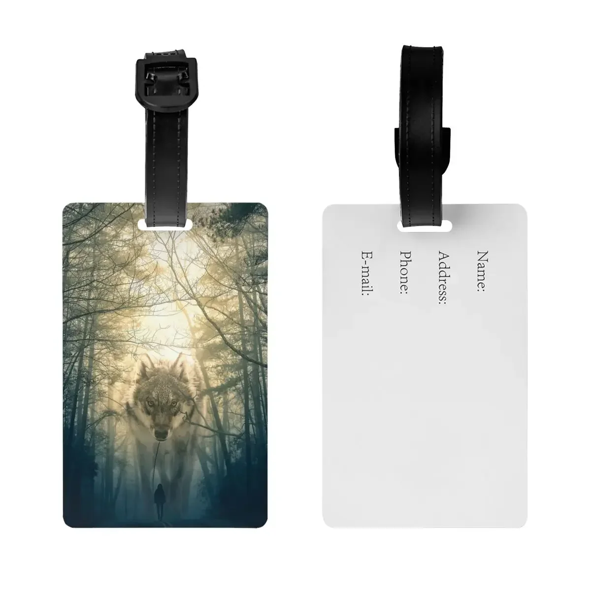 Custom Wolf Walking Luggage Tags For Travel Suitcase Privacy Cover Name ID Card