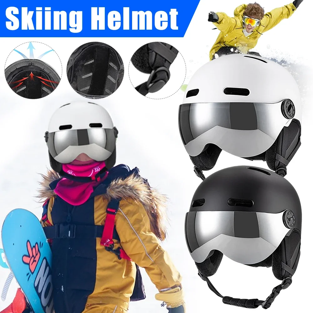 Winter Ski Helmet Snowboard Helmets with Goggles Skiing Helmet ABS Shell Protective EPS Foam Safety Helmet for Men Women Youth