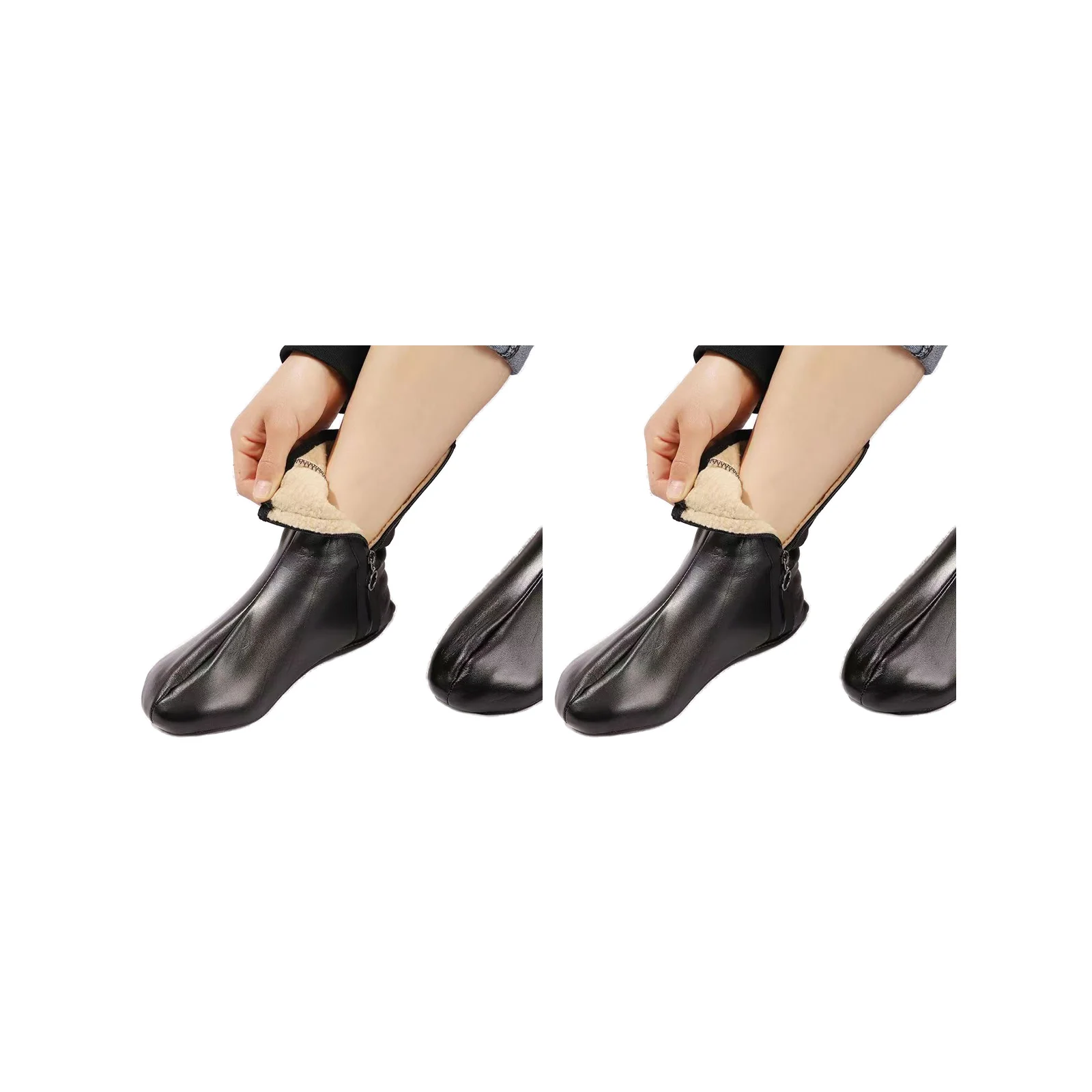 Three-piece set of adult non-slip floor socks (black zipper + elastic + straight)
