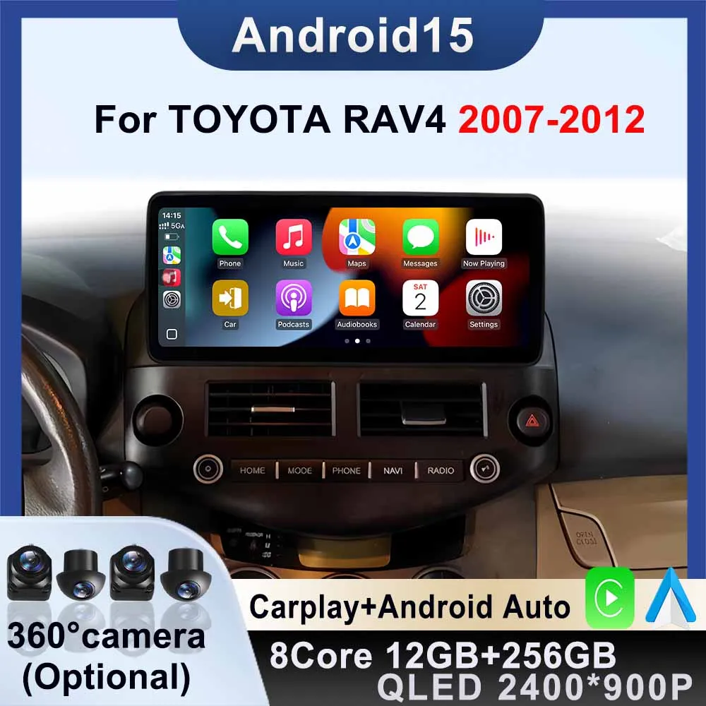 Navigation GPS WiFi Wireless Carplay for Toyota RAV4 2007 - 2012 Stereo Car Radio Android15 Multimedia Video Player Android Auto