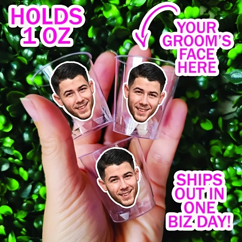 5 Custom Groom Face Plastic Cups, Fun Bachelor Party Decorations, Bachelor Party Gifts, Graduation and Birthday Parties