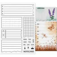 1Sheet Clear Stamp Notebook Stamp Silicone Stamp Set 5Pcs Silicone Notepad templates and 12 pcs Markers for Notebook DIY