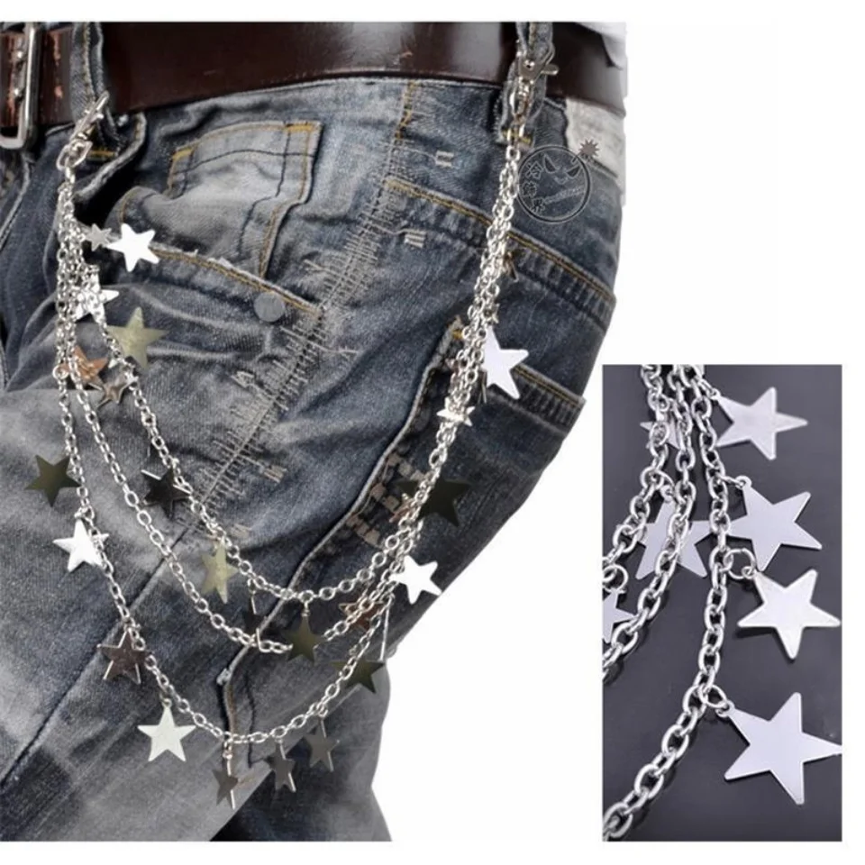 

Versatile metal hollow star thick waist chain pants chain key chain fashion men's and women's disco pants chain ins chain