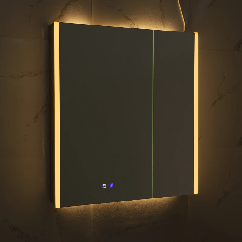 Stainless Steel Led Bathroom Mirror Cabinet Smart Mirror Cabinet Board Material Bathroom Cabinet With Mirror