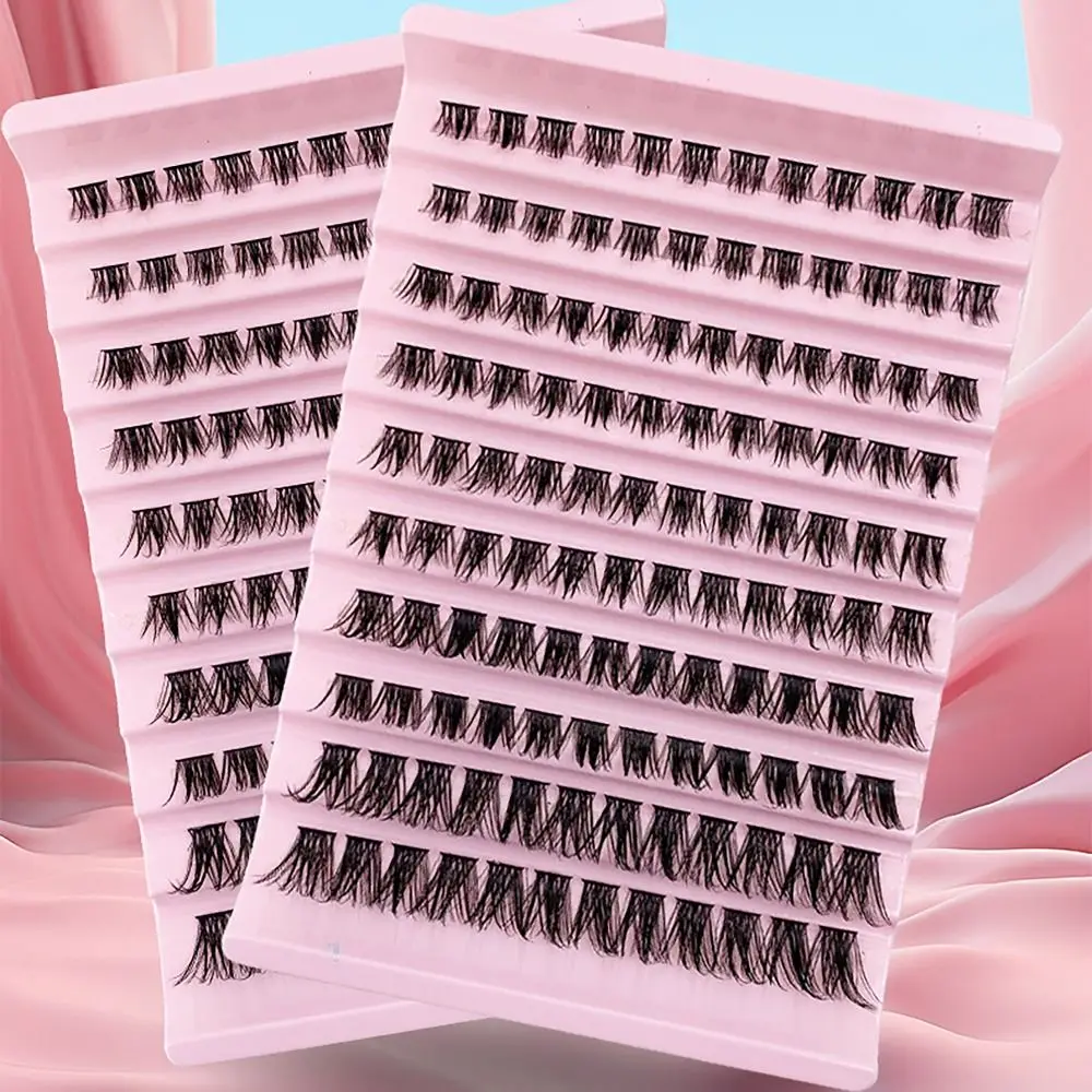 10 рядов, отдельные кластеры ресниц, натуральный длинный смешанный лоток, прививочные ресницы, объем, перо, Веерообразный индивидуальный кластер ресниц