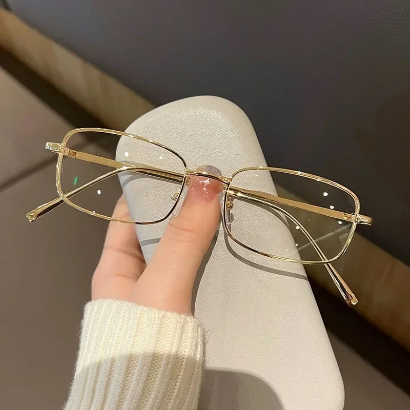 Japanese Style Harajuku Glasses Small Gold Silver Metal Square Glasses Vision Care Anti-blue Eyeglasses Frame for Women Men