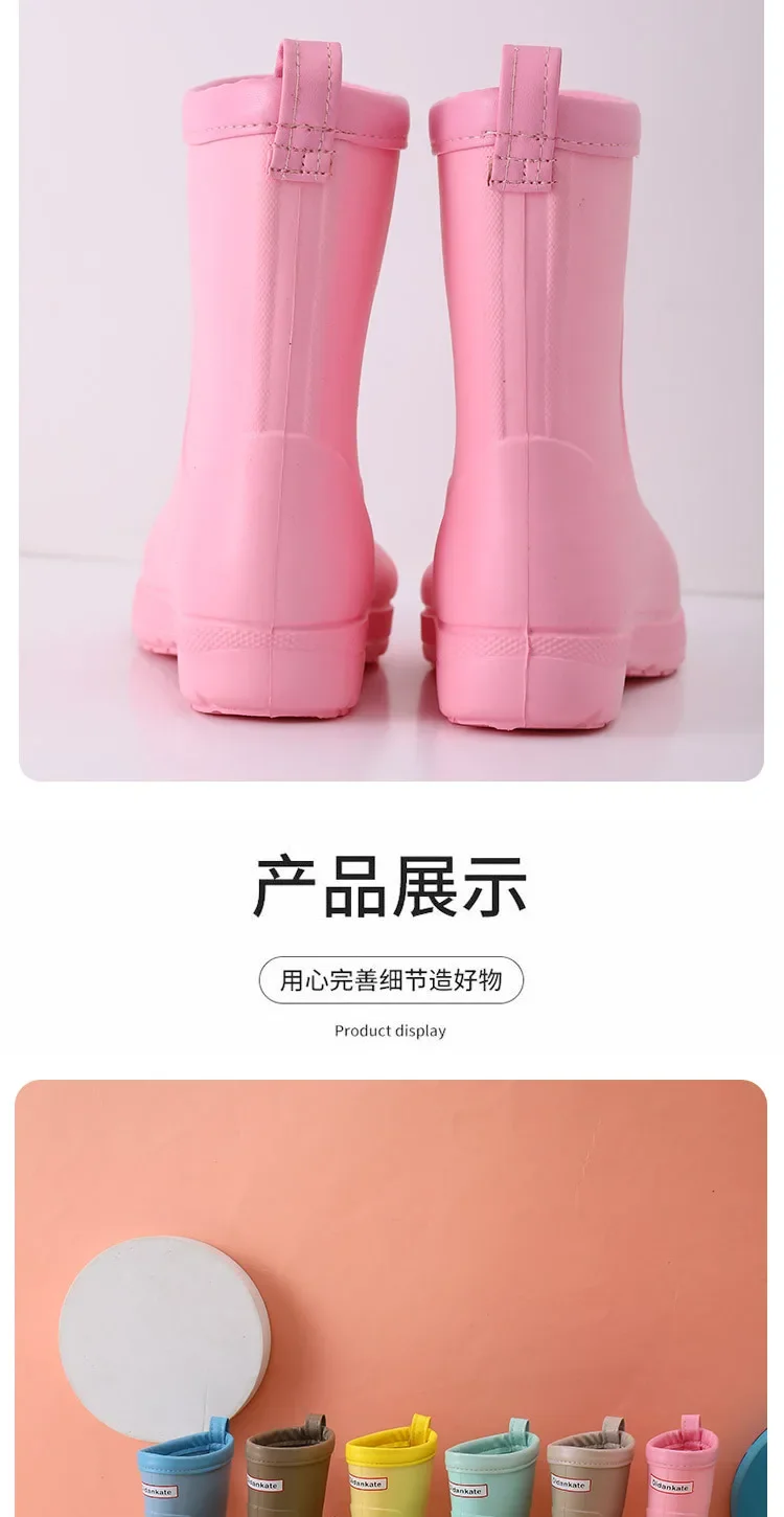 Neue Four Seasons Kinder Leichte Outdoor Rutschfeste Regenstiefel Wasserdichte Weichsohlige Schuhe für Jungen und Mädchen Kinder Schule Gummischuhe – Detail 6