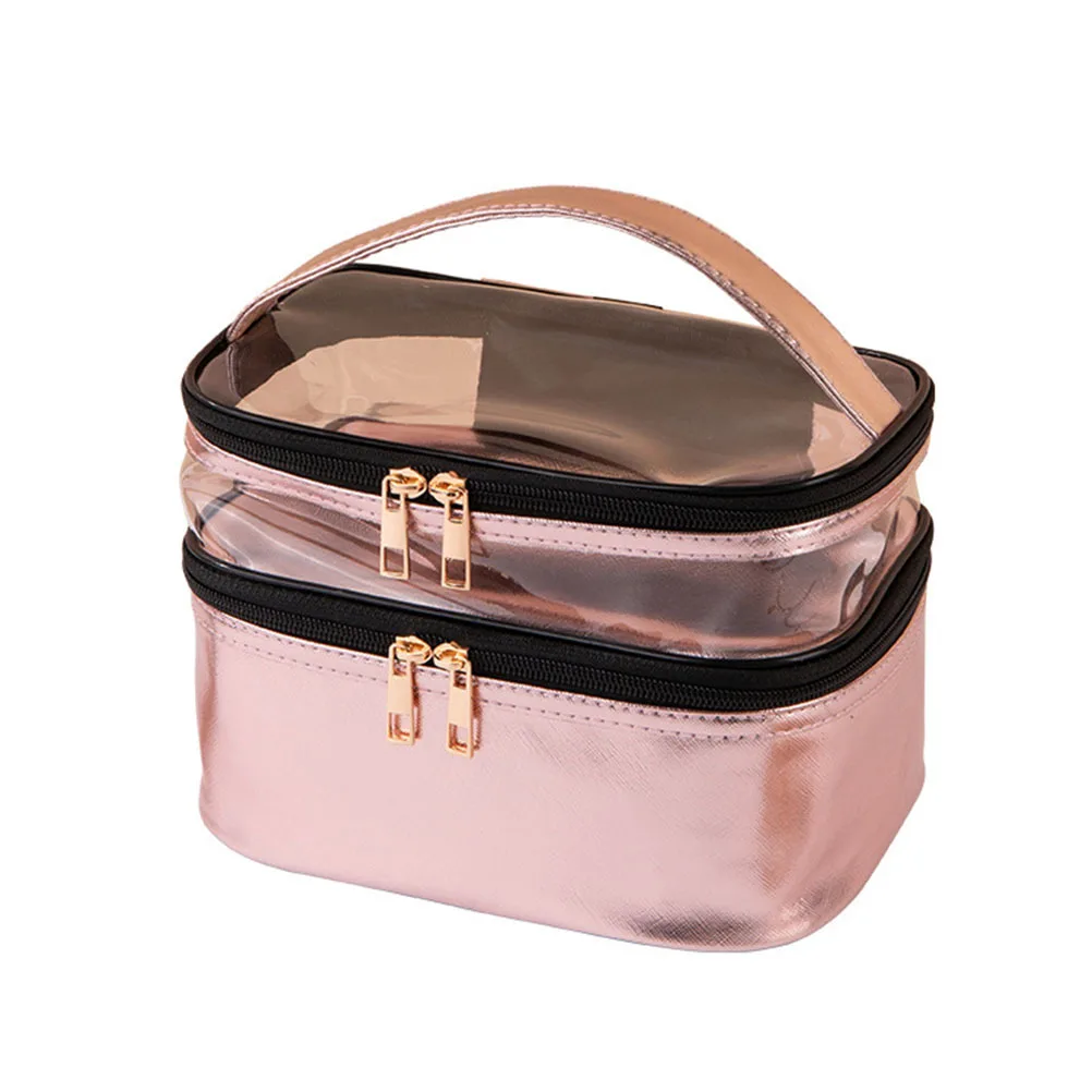 

1Pcs Storage Bag High Quality Portable Travel Makeup Organizer Waterproof Toiletry Bag Double Layers Zipper Compact