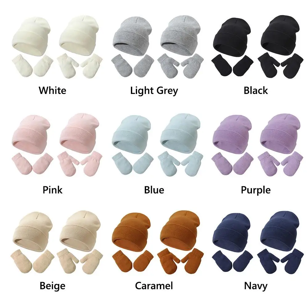 3-18 أشهر صوف مبطن الطفل بيني القفازات مجموعة شتاء دافئ طفل سدادات حماية الأذن قبعة بوم قبعة قفازات الفتيات الفتيان
