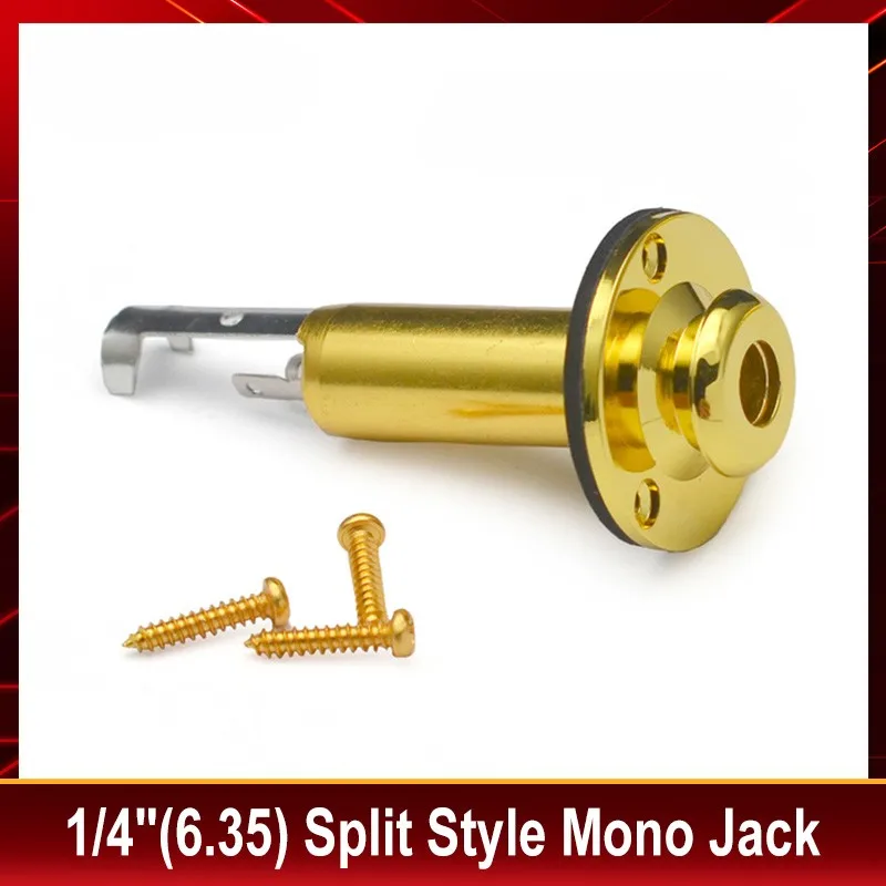 1/4' Split Type Single Socket Brass 6.35 Output Socket with Locking End Pin, Used for Gold Acoustic Guitar Equalizer