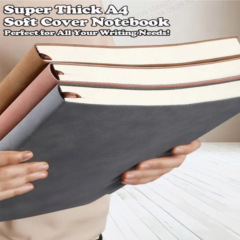 Super Thick A4 Soft Cover Notebook Leather-Like Soft Cover Perfect for All Your Writing Needs