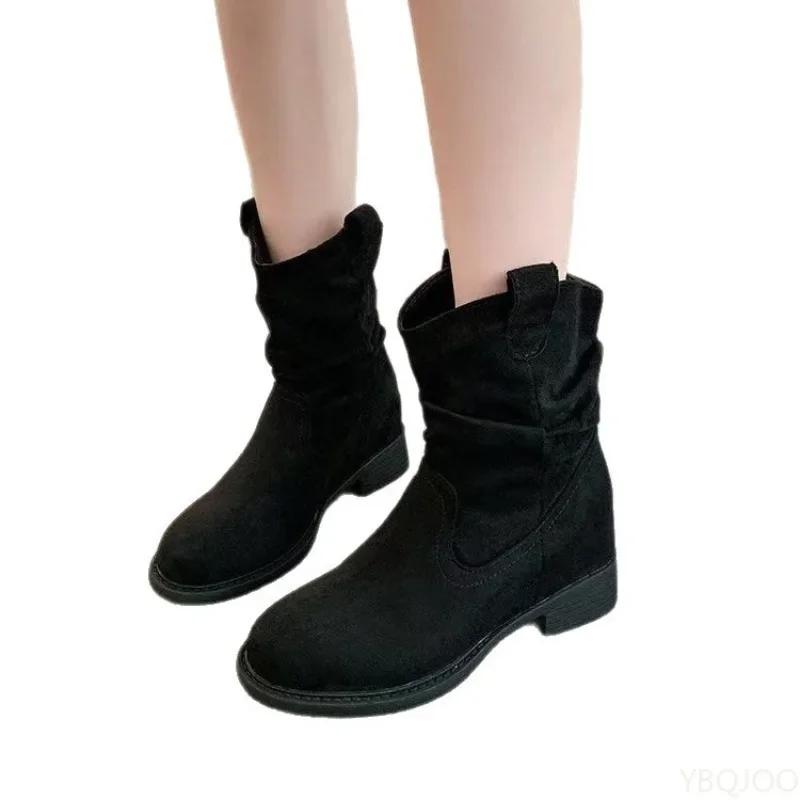 Neue Damen-Stiefeletten im Frühling-Herbst-Stil mit rauem Absatz, Retro-Design, höhenverstellbar, schlicht, bequem, vielseitig, für den täglichen Gebrauch und Freizeit – Detail 7