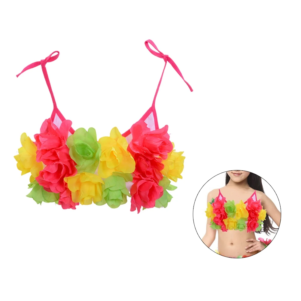 

Hawaii Grass Dance Cloth Flower Design Performance Costume Dance Dress For Party Tropical Theme Role Play Costume
