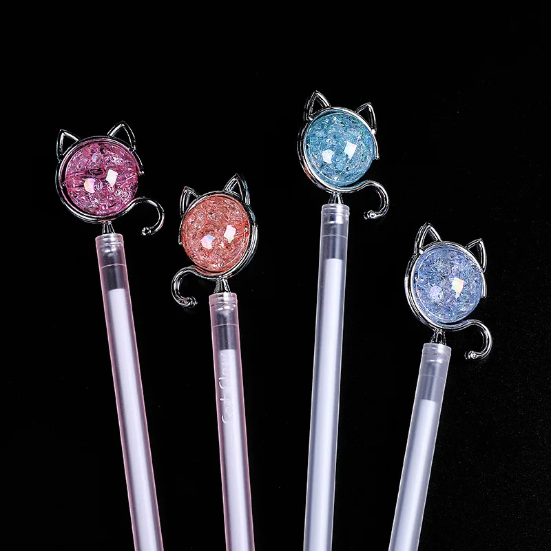 

48 шт., милые хрустальные мультяшные кошки, гендерно-нейтральная ручка, фонтан, стильные студенческие канцелярские принадлежности, офисные фирменные принадлежности