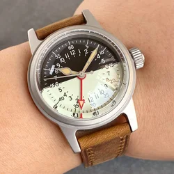 Green Luminous 36mm Military 200M Diving Automatic Watch Men NH34AA GMT Black Cream Dial Bubble Sapphire Vintage Clock