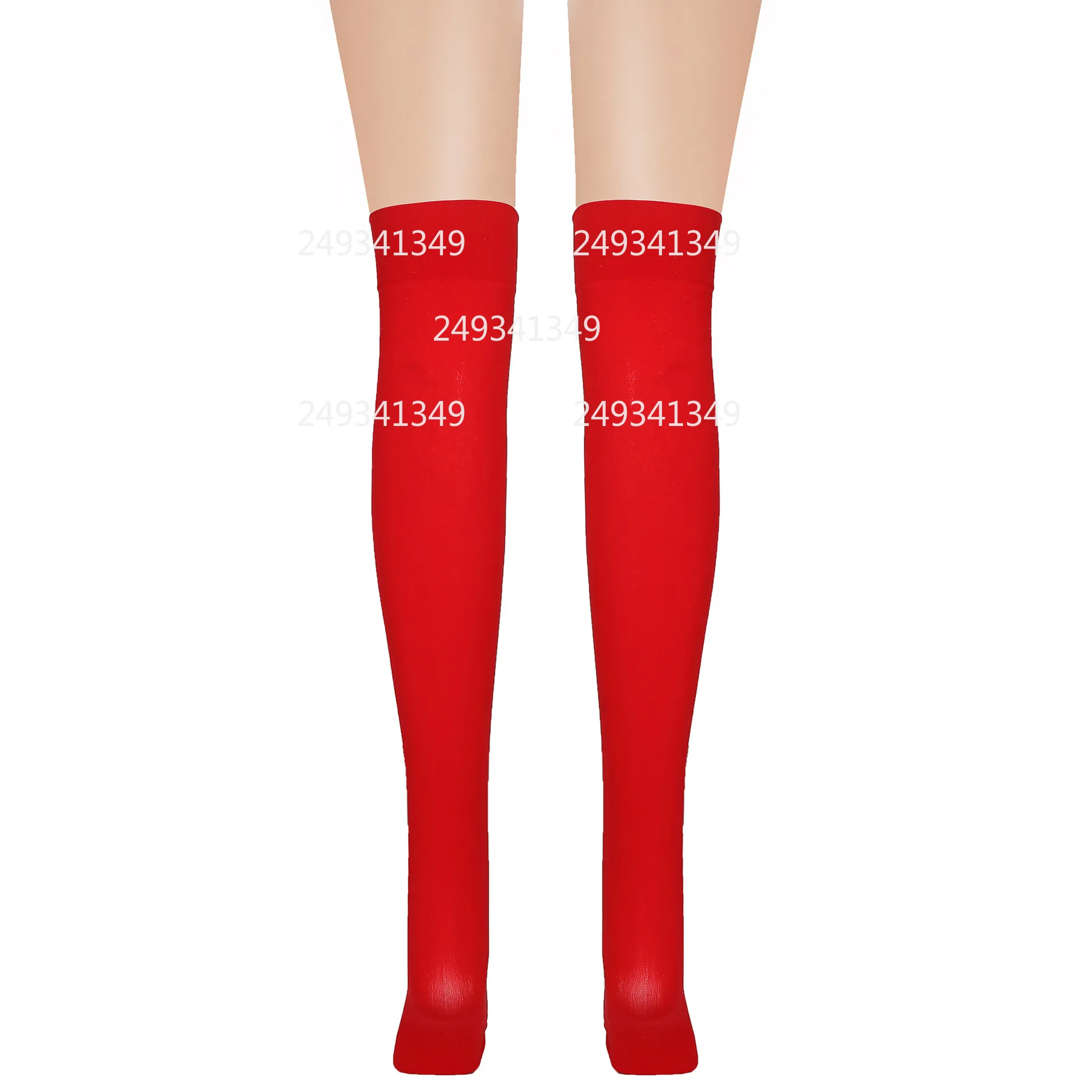 ถุงน่องคอสเพลย์สีแดงลายโบว์หวานสำหรับผู้หญิง ถุงน่องตกแต่งขนปุยสำหรับคริสต์มาส ถุงน่องตาข่ายยาวสำหรับงานปาร์ตี้คริสต์มาส อุปกรณ์เสริมสำหรับชุดแฟนซี