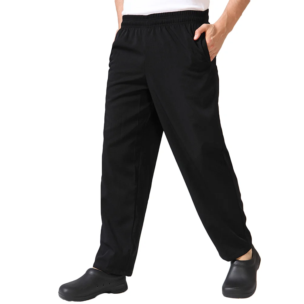 A Pair of Chef's Workwear Durable Trousers Breathable Material Chef Pants - Size S (Black) canteen uniform