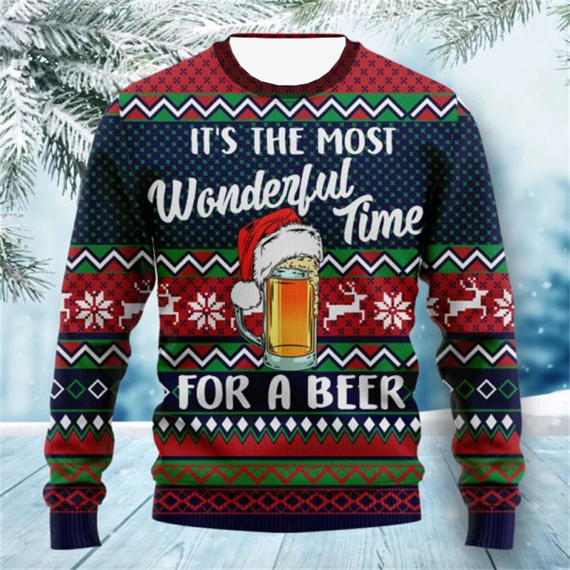 Funny Pattern Ugly Christmas Man Sweaters Clothes 3D Print Animel Party Women Sweatshirts Casual Pullovers Man Sweater Clothes