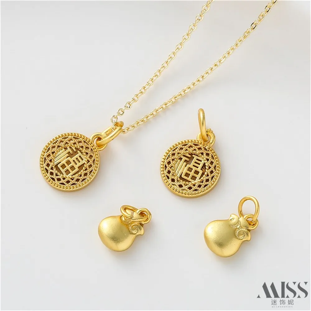 Sand Gold Small Pendant Money Bag Pendant Round Hollow Blessing Pendant Handmade DIY Necklace Bracelet Jewelry Accessories