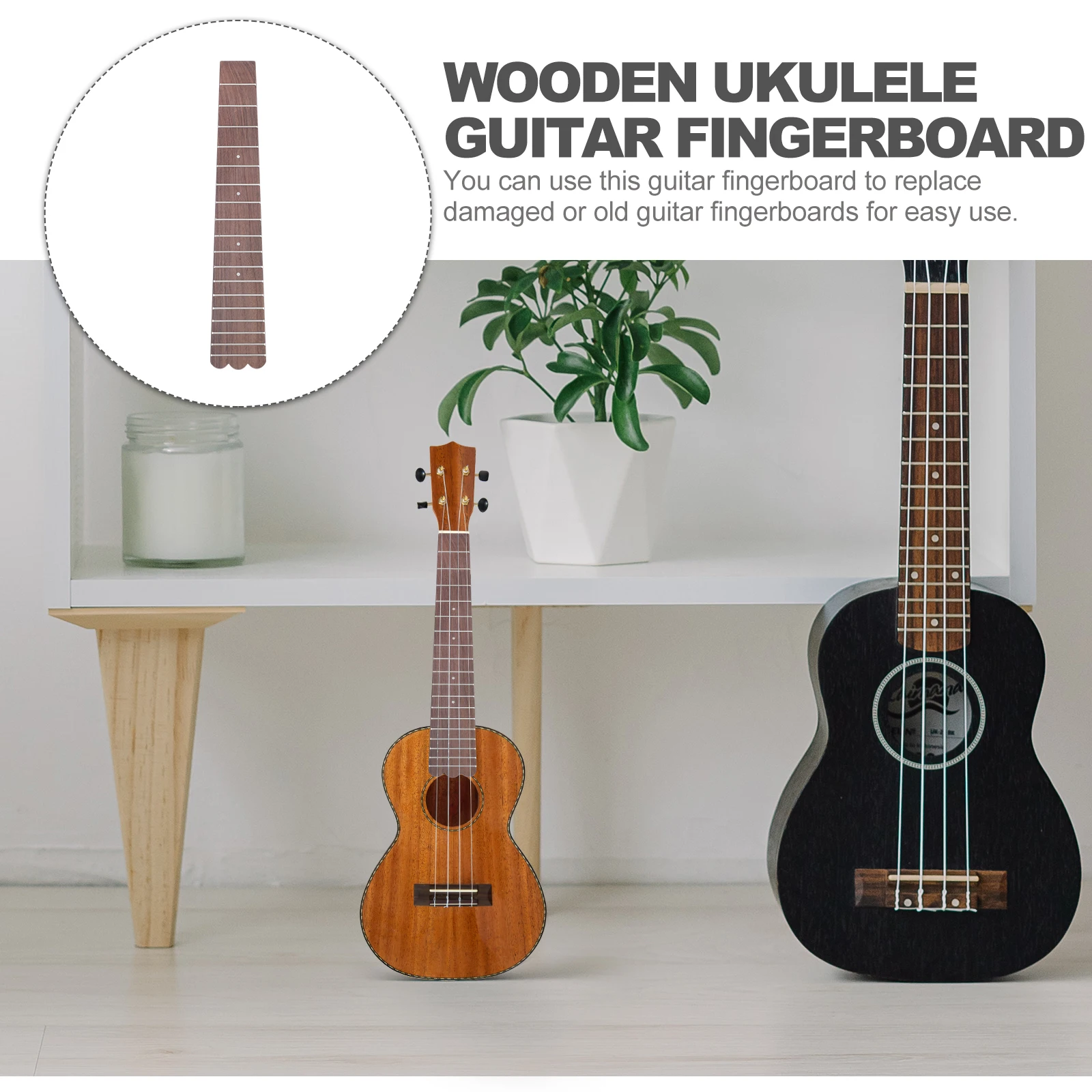 

Ukulele Fingerboard Fretboard Simple Accessories Replacement Wood Kit Accessory for