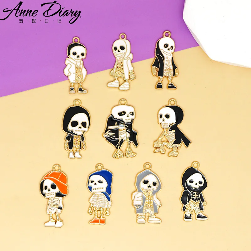 20 Pcs/lot Fashion Business Suit Skull Pendant Making Accessories Charms For Women, Earrings/Necklace Handmade DIY Jewelry