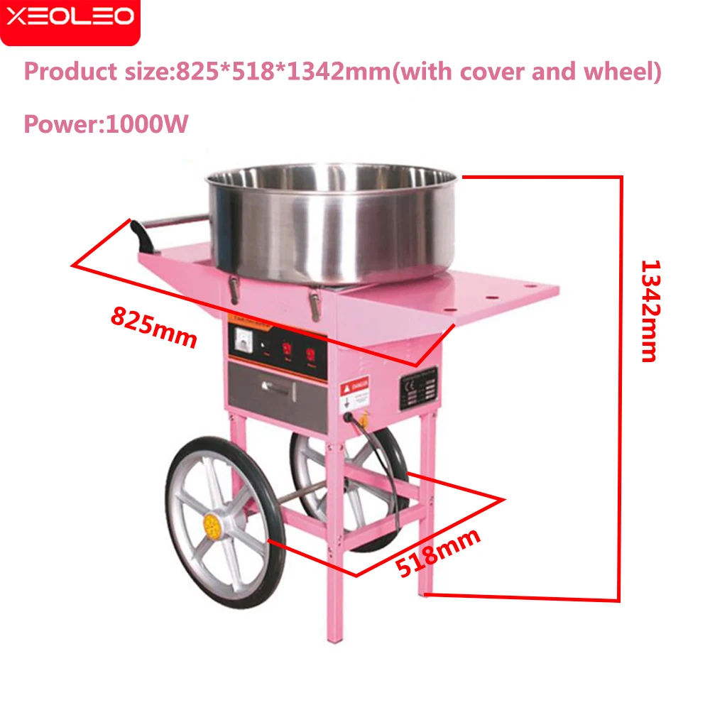 XEOLEO Cotton Candy Maker Commercial Cotton Candy MakerElectric Cotton Candy Floss Machine With Cover 52cm Diameter