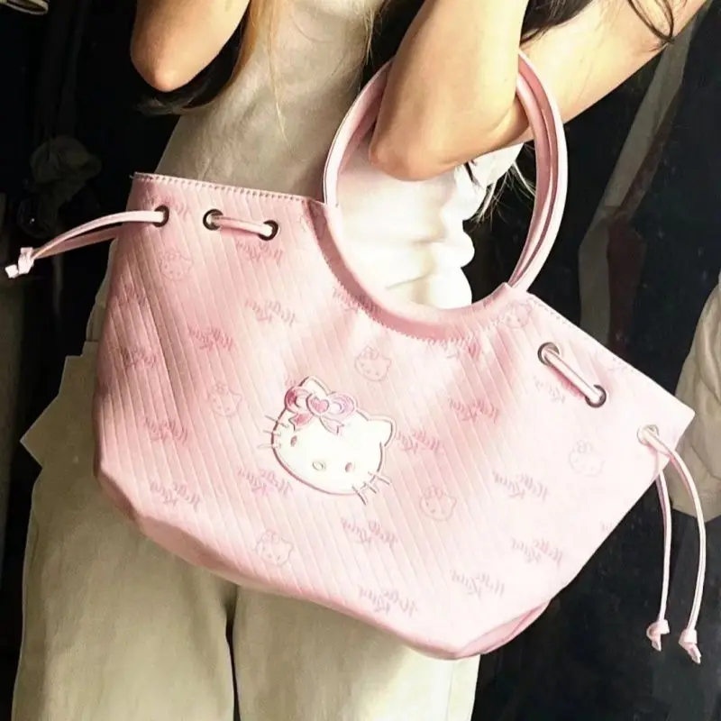 Sanrio Hello Kitty Tote Bag słodka miękka skórzana torba na ramię damska moda podróżna torebki Y2k damskie koreańskie torby estetyczne