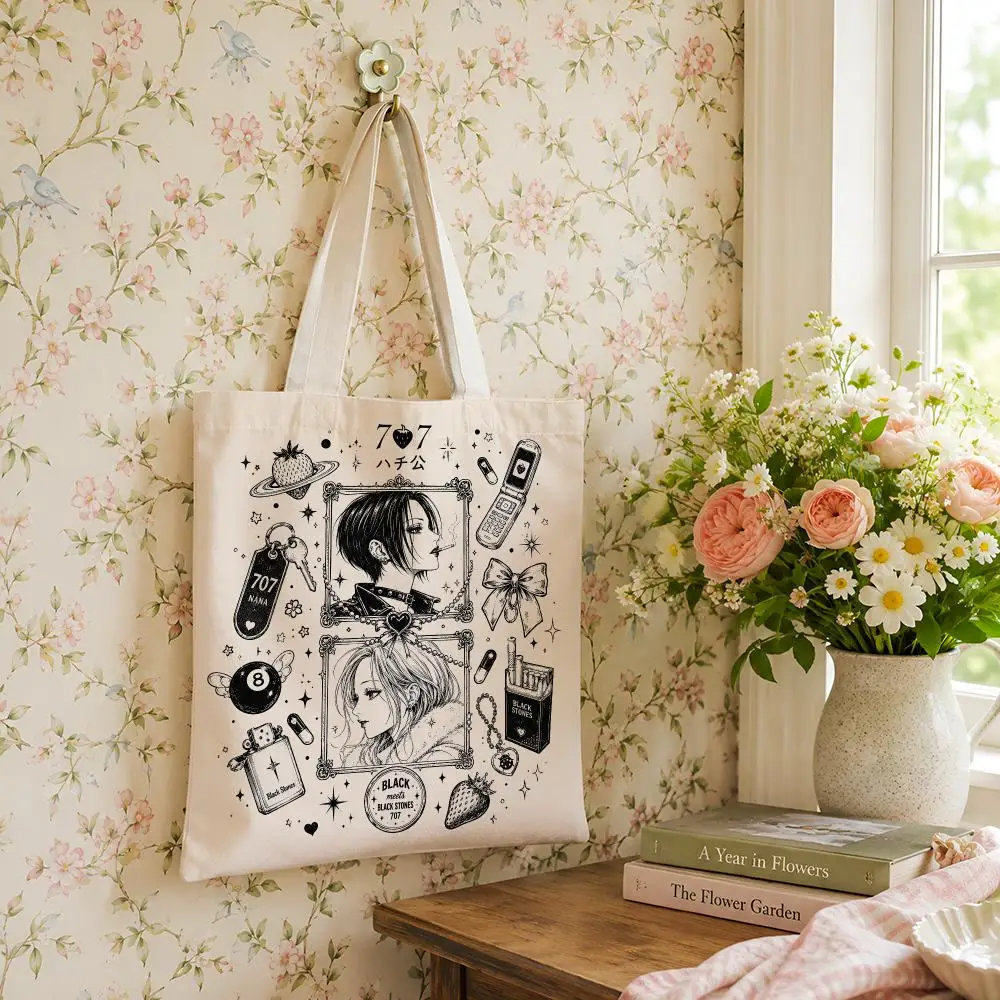 Nana & Hachi Punk Collage Storage Bags Versatile Canvas Tote For Shopping Work School Travel And Daily Carry