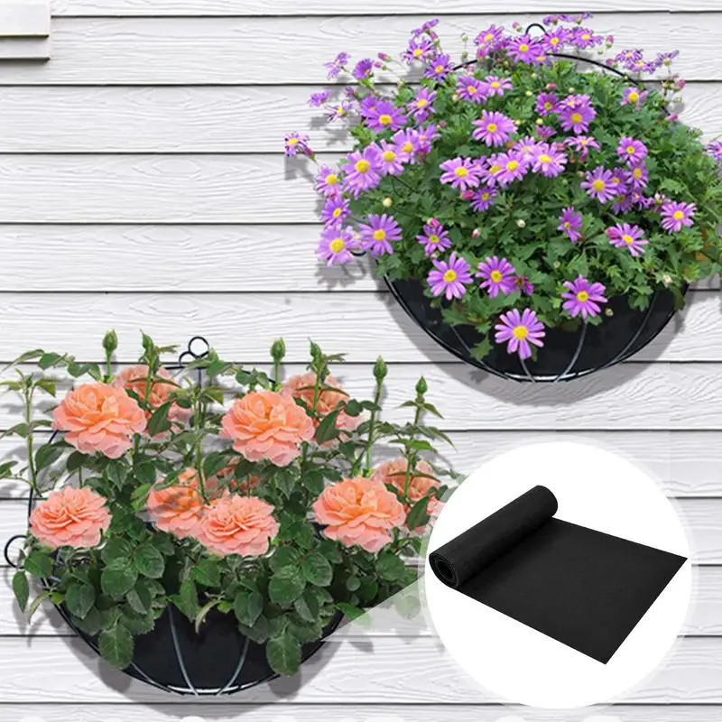 Felt Planter Liner Roll 12x120 Inch Thick Non Woven Plant Fabric Flower Box Liner Black Coco Liners Roll Alternative Plant