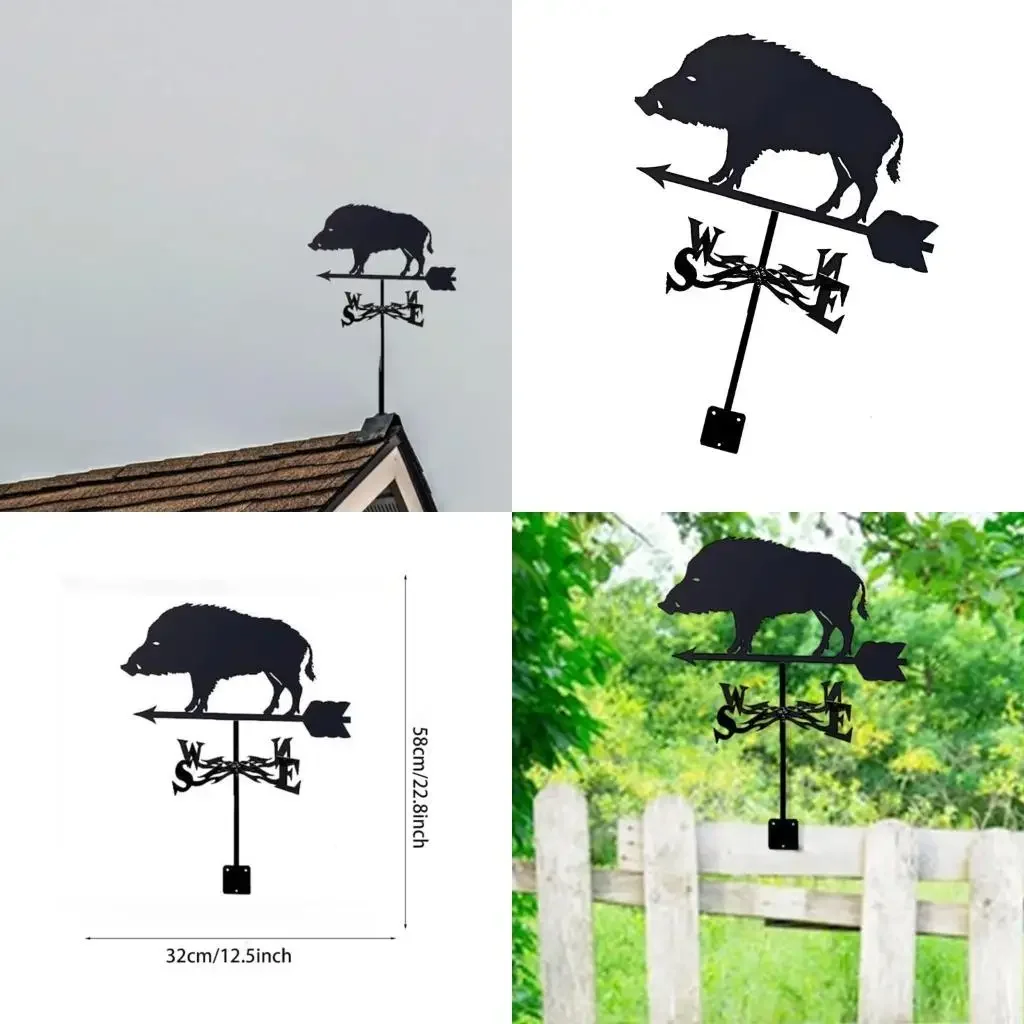 Stainless Steel Pig Weather Vane Weather Proof Directional Sign For Garden Yard Outdoor Decoration Easy Installation M4YD