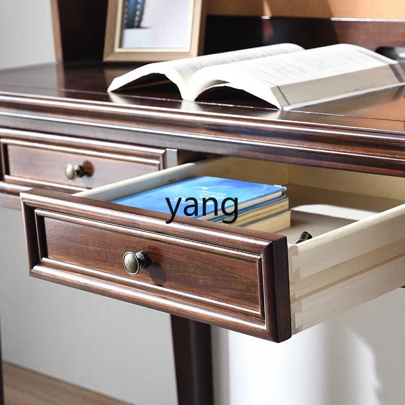 LH جميع أرفف الكتب المصنوعة من الخشب الصلب، مكتب كتابة لغرفة النوم، مكتب كمبيوتر منزلي صغير