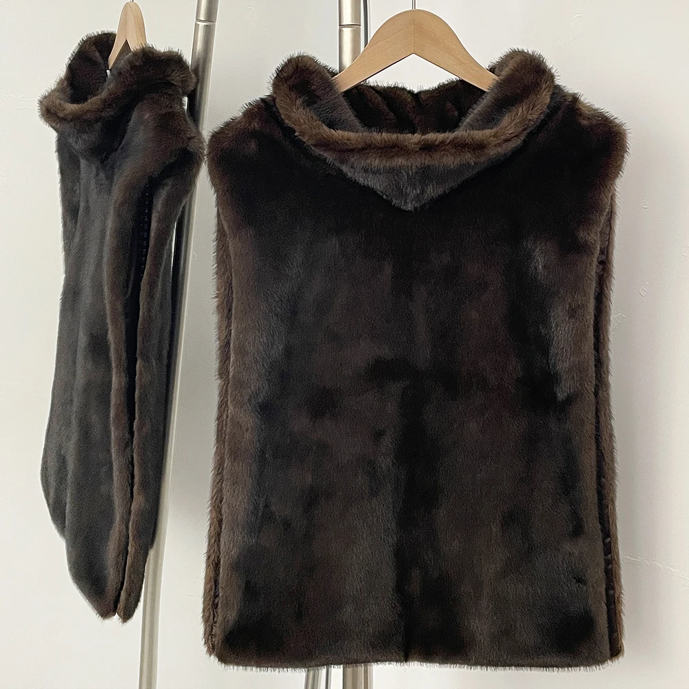 Fake Fur Coat Eco-friendly Women Autumn Faux Fur Jacket Sleeveless Winter Clothes Female Warm Thick Belt Artificial Fur Coat