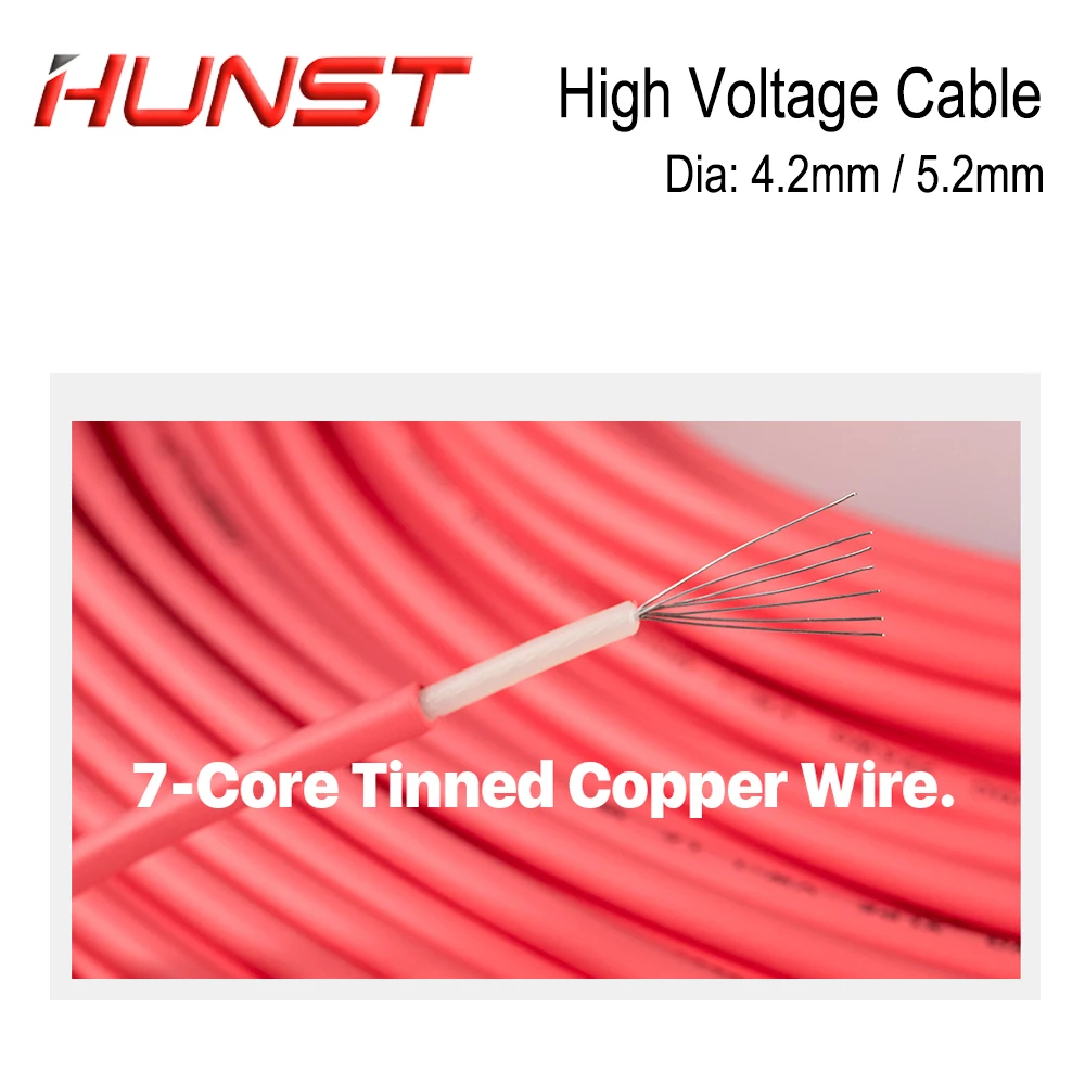 HUNST 3/5/10Meters High Voltage Cable for CO2 Laser Power Supply and Laser Tube Laser Engraving and Cutting Machine.