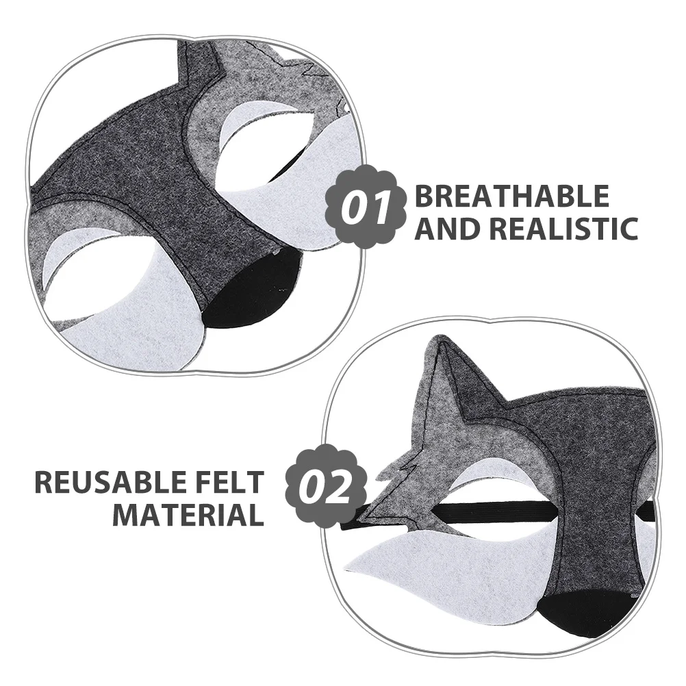 10 pezzi lupo feltro mezza maschera costume di Halloween forniture per feste di animali accessori cosplay in maschera maschera lupo di Halloween