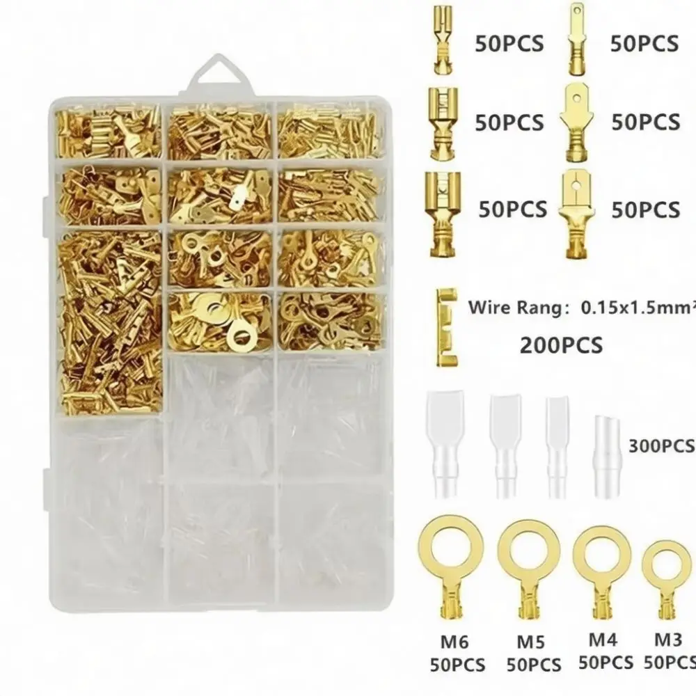 Crimping Spade Terminal Connector Assortment Kit Electrical Wire Faston Crimp Plug Insulated Automotive Repair Tool Hardware