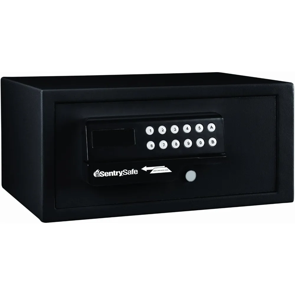 Black Steel Safe with Card Swipe Reader and Digital Keypad Lock, Small Safe with Interior Lighting and Bolt Down Kit