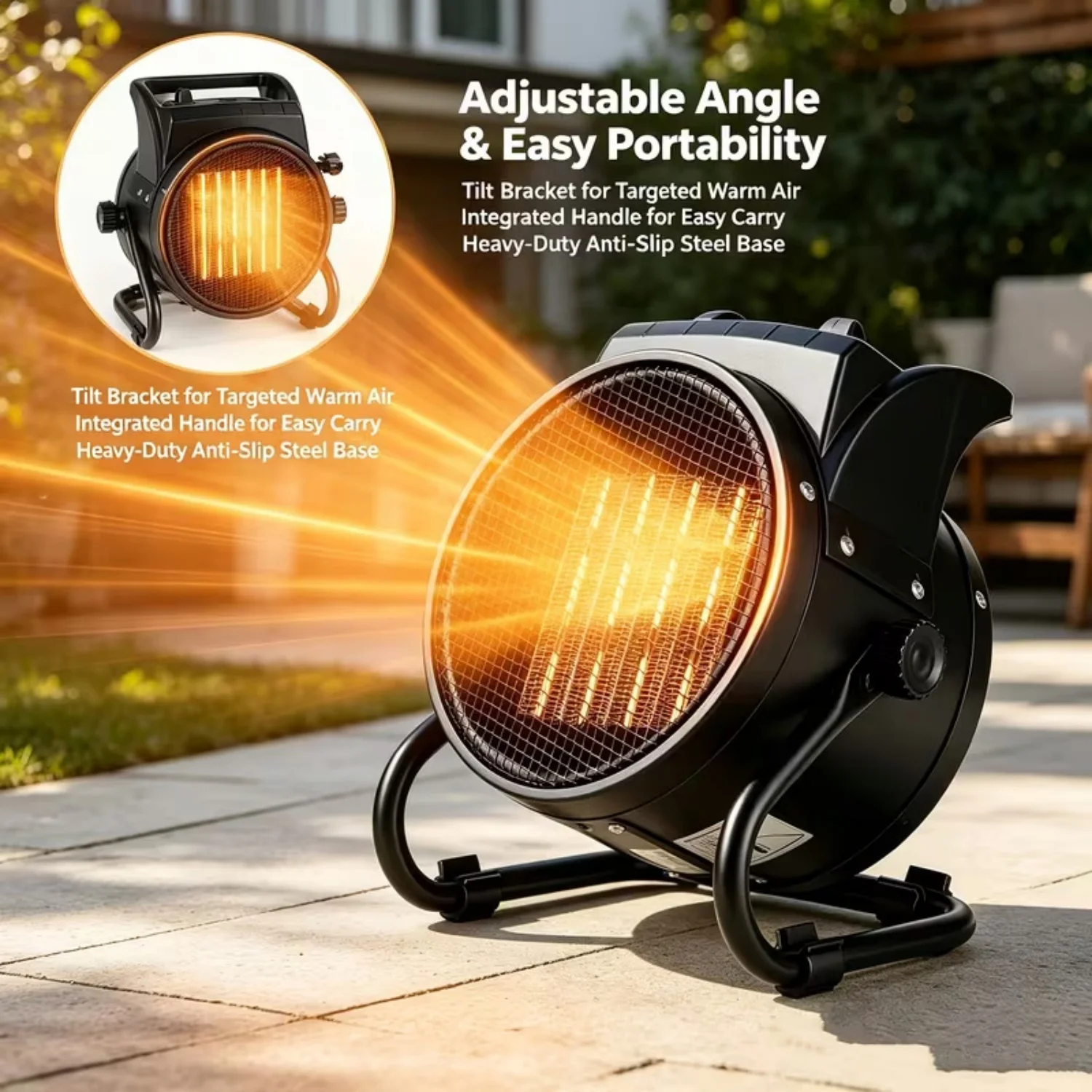 Portable Space Heater With 3 Speed Settings, 1500W PTC Ceramic Rapid Heating, And Overheat/Tip-Over Protection, For Greenhouses, Living Rooms, Flower Rooms, Garages, Camping, And Gatherings An Ideal Gift For Christmas Or Halloween.
