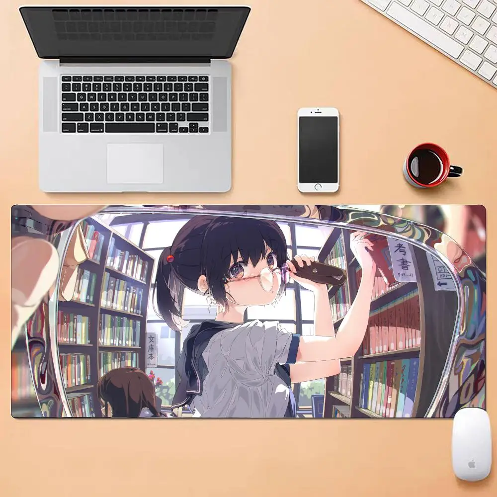 Anime Leuke Mooi-meisje Muismat Meerdere Maten Grote Vierkante Computer Kantoor Spel Tafelmatten Rubberen Antislip Muismatten