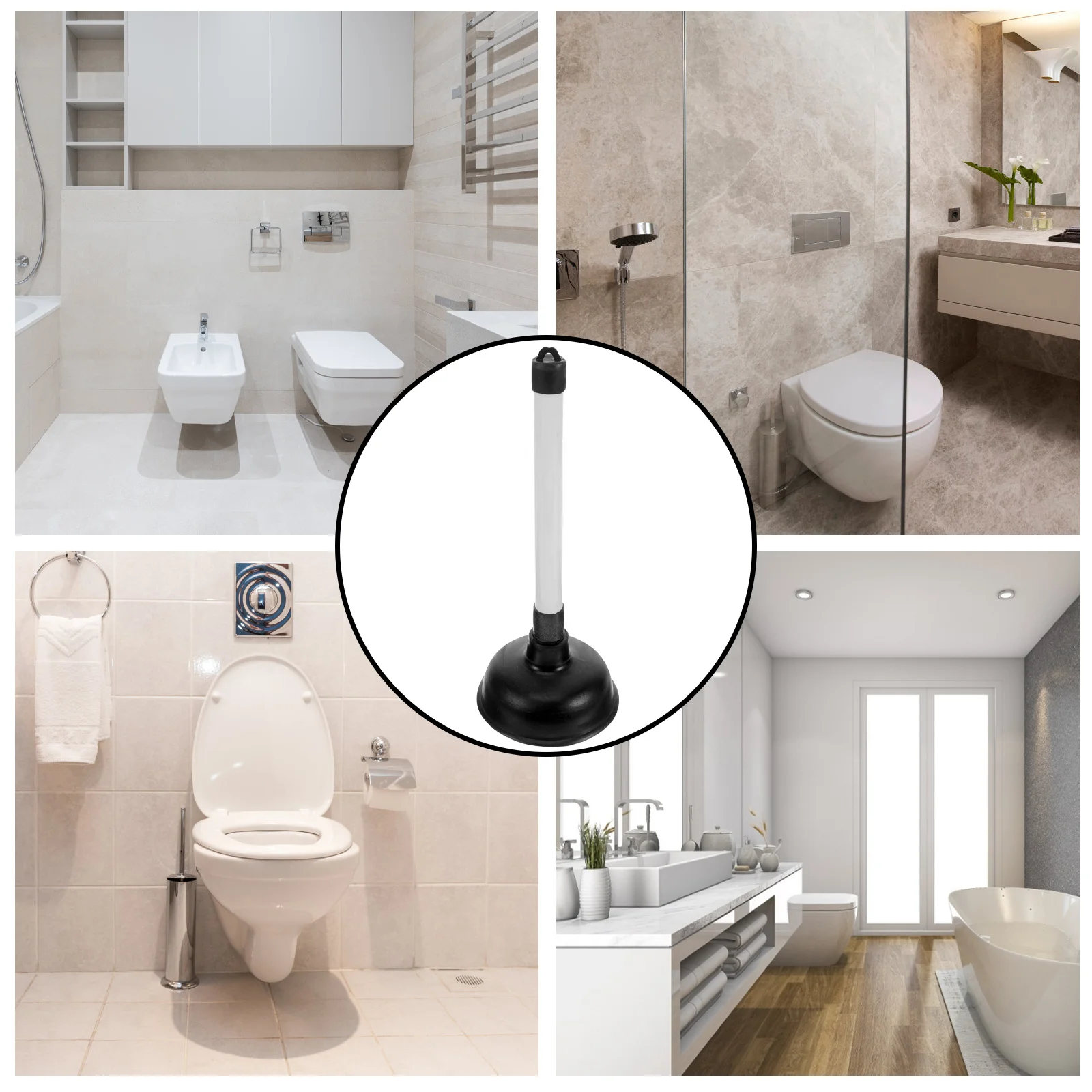 

Bathroom Toilet Plunger Dormitory Heavy Duty Long Handle Unblocker Sink Drain Cleaning Tool Closestool