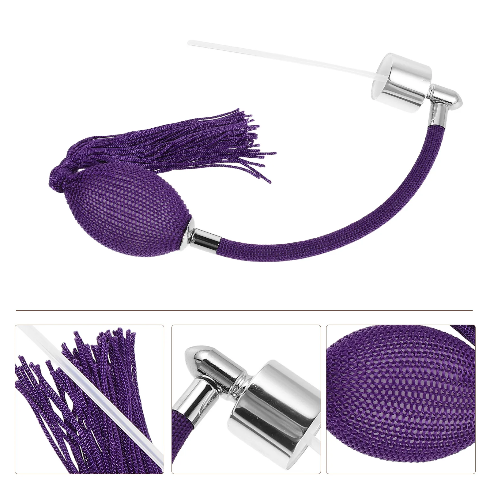 Elegant Airbag Atomizer Nozzle Purple Long Tube Perfume Spray Head Bulb Comfortable Grip Fine Mist Spray Pump for Office Car