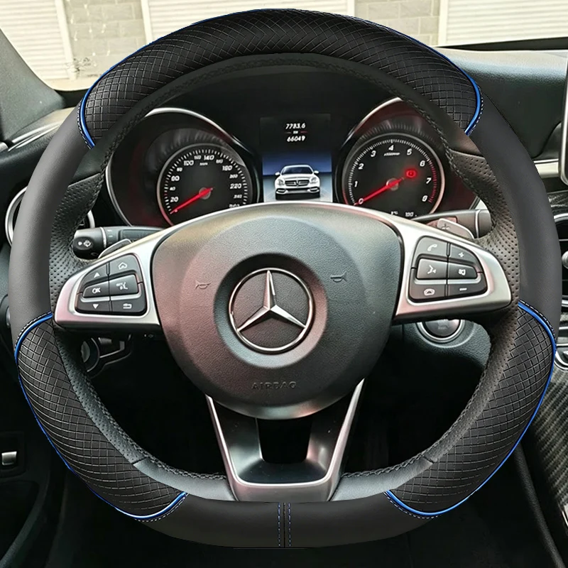 Hand-stitched Carbon Car Steering Wheel Cover for Mercedes Benz C300 C400 CLA250 CLS400 CLS550 GLC300 GLE400 SL450 SL550 SLC300