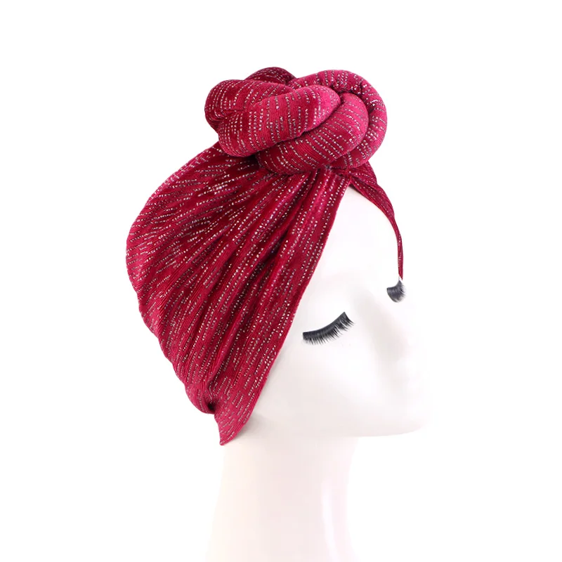 Turbante anudado de terciopelo para mujer, sombreros musulmanes, gorro elástico suave, Bandana, diadema, Hijabs, envoltura para la cabeza, gorros cálidos, novedad