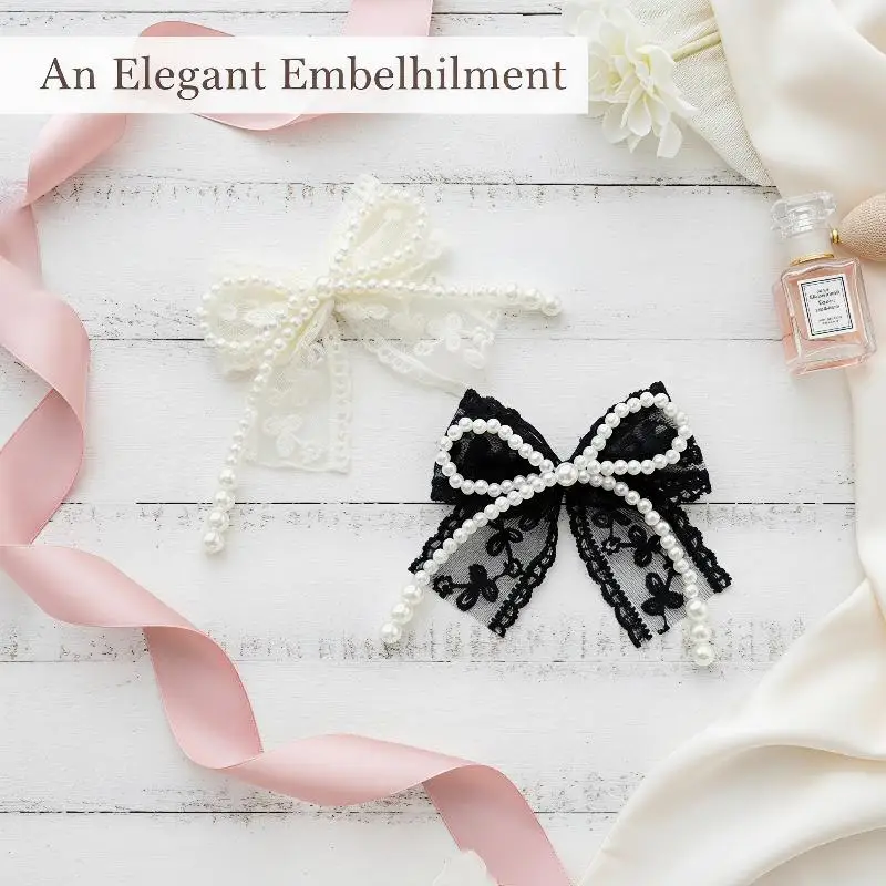 Fashion Lace Pearl Bow Shoe Charm Accessories Premium Decorative Shoe Flower Buckle For Sneakers Decoration