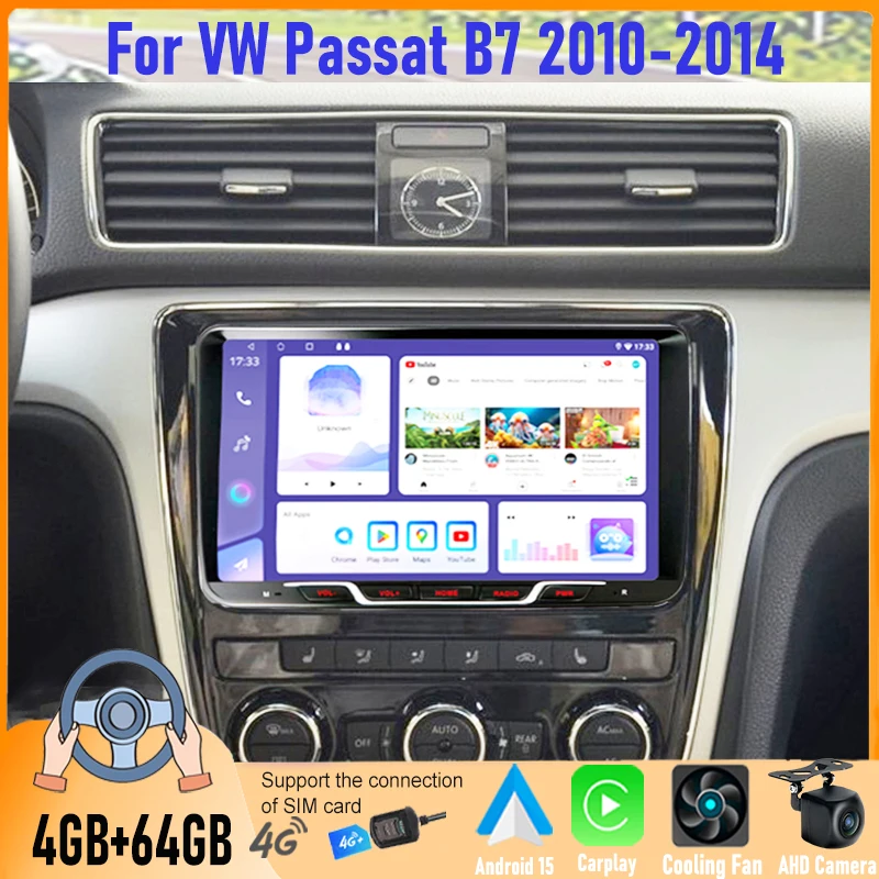 

9' Android Car Stereo for VW Passat B7 2010-2014 with GPS Navigation BT WiFi Apple Carplay Multimedia Audio Player Head Unit