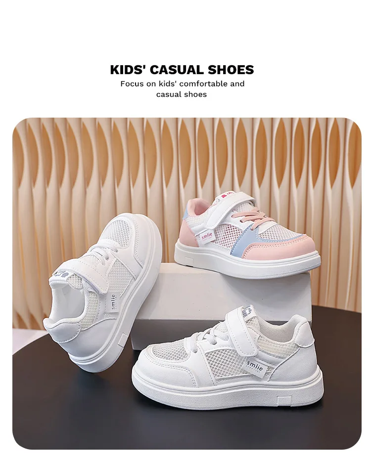 Kinder Weiße Schuhe 2026 Sommer Jungen Sportschuhe Mesh Atmungsaktive Boardschuhe Mädchen Hohle Freizeitsneaker Weiche Sohle Kinderschuhe – Detail 3