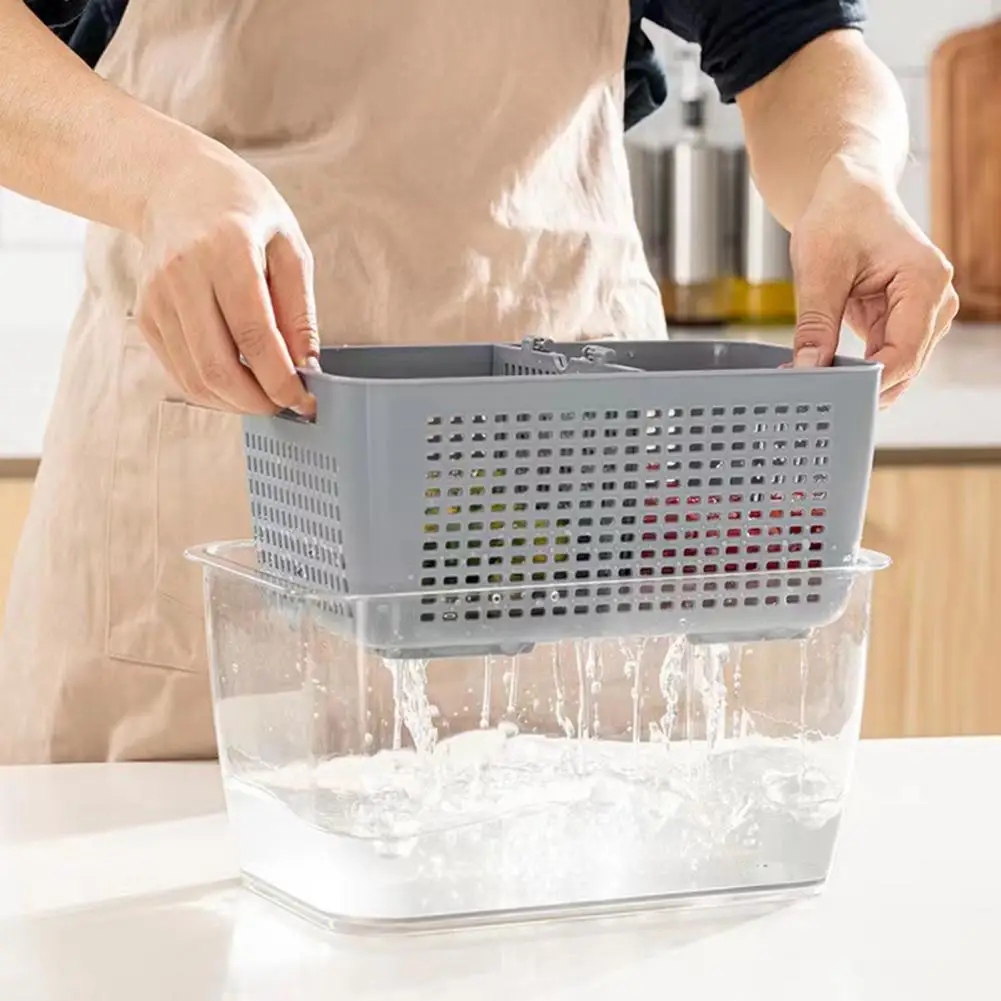 Refrigerator Storage Container Stackable Refrigerator Bin Bpa Free Fruit Storage Container with Drain for Produce for Kitchen