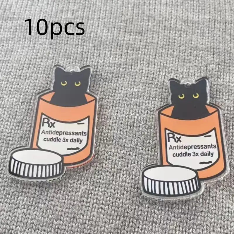 10pcs acrylic medicine cat pendant, DIY jewelry making earrings necklace keychain accessories view 5