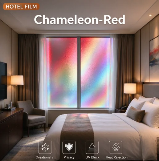 Chameleon Red PET One Way Vision Window Film Roll Privacy Glass Tint Heat Insulation Anti UV DIY Install For Home Office Car Gla